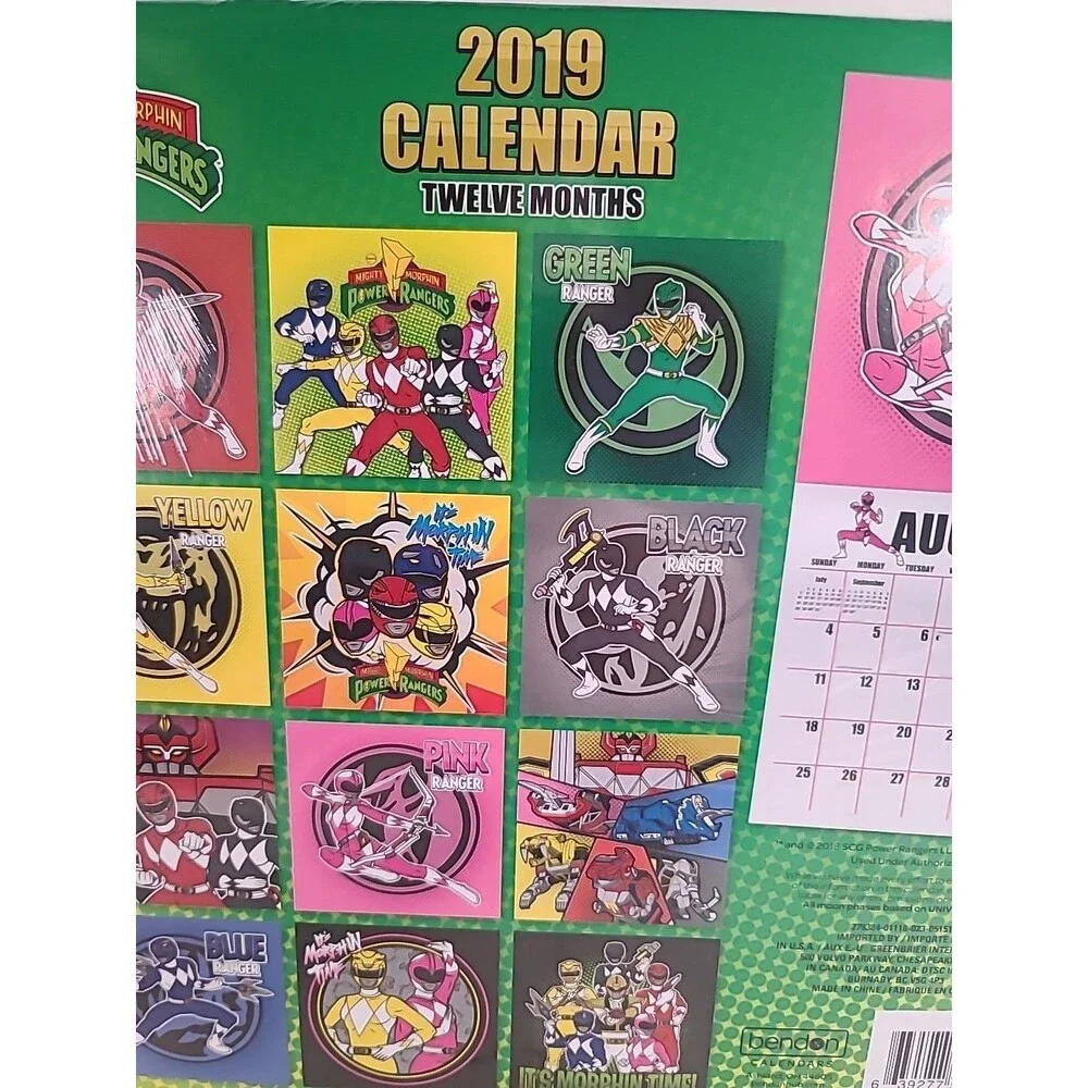 NOS Sealed 2019 Mighty Morphin Power Rangers 12 Month Wall Calendar 10